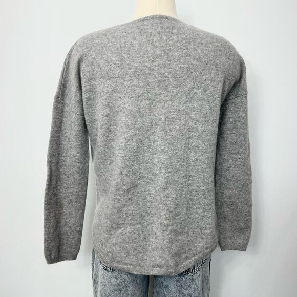 Wyse Cashmere Star Crewneck Pullover Sweater Heather Gray Long Sleeve M - Picture 6 of 8